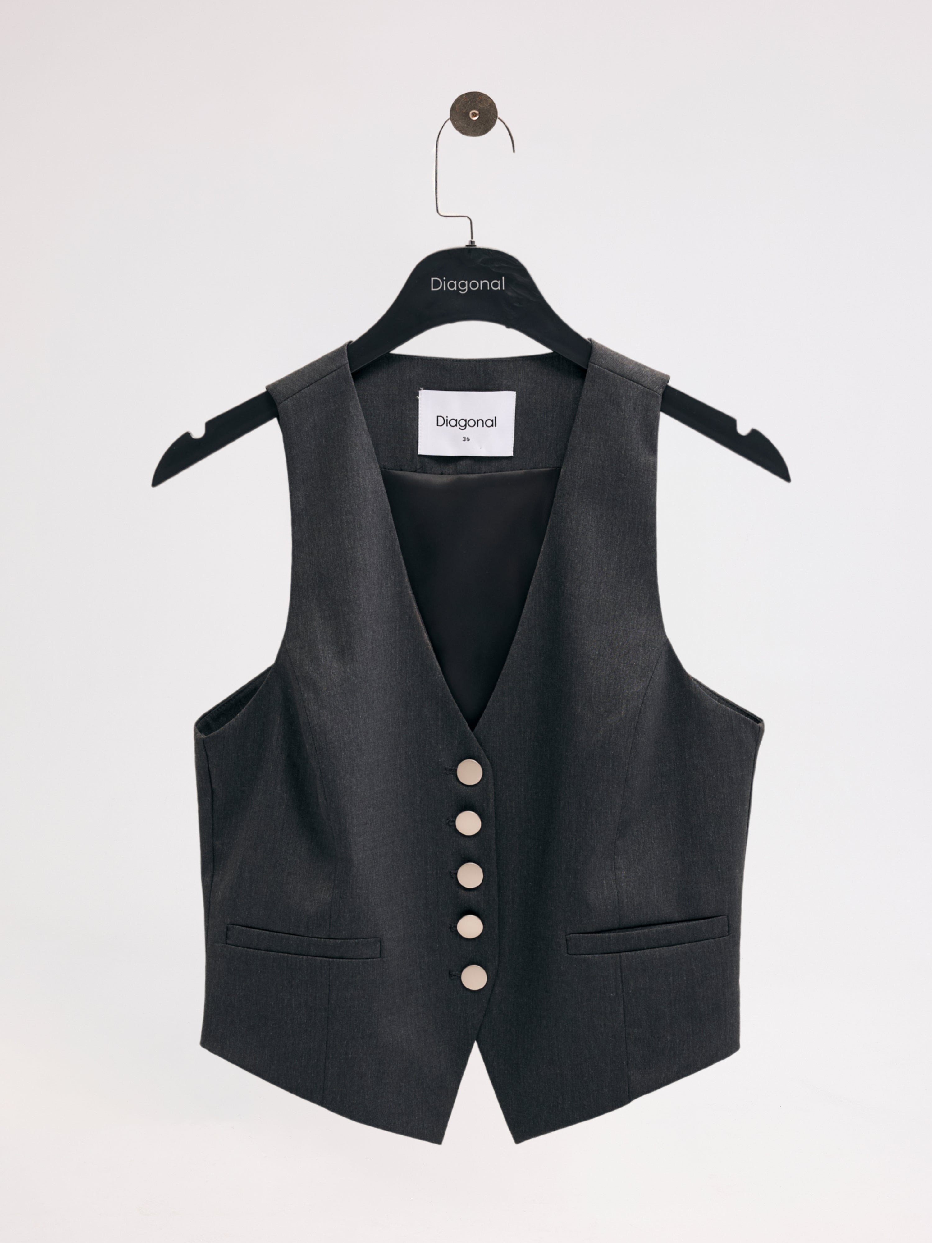 Diagonal-Klasik Gri Yelek-Yelek-3-Milagron.com