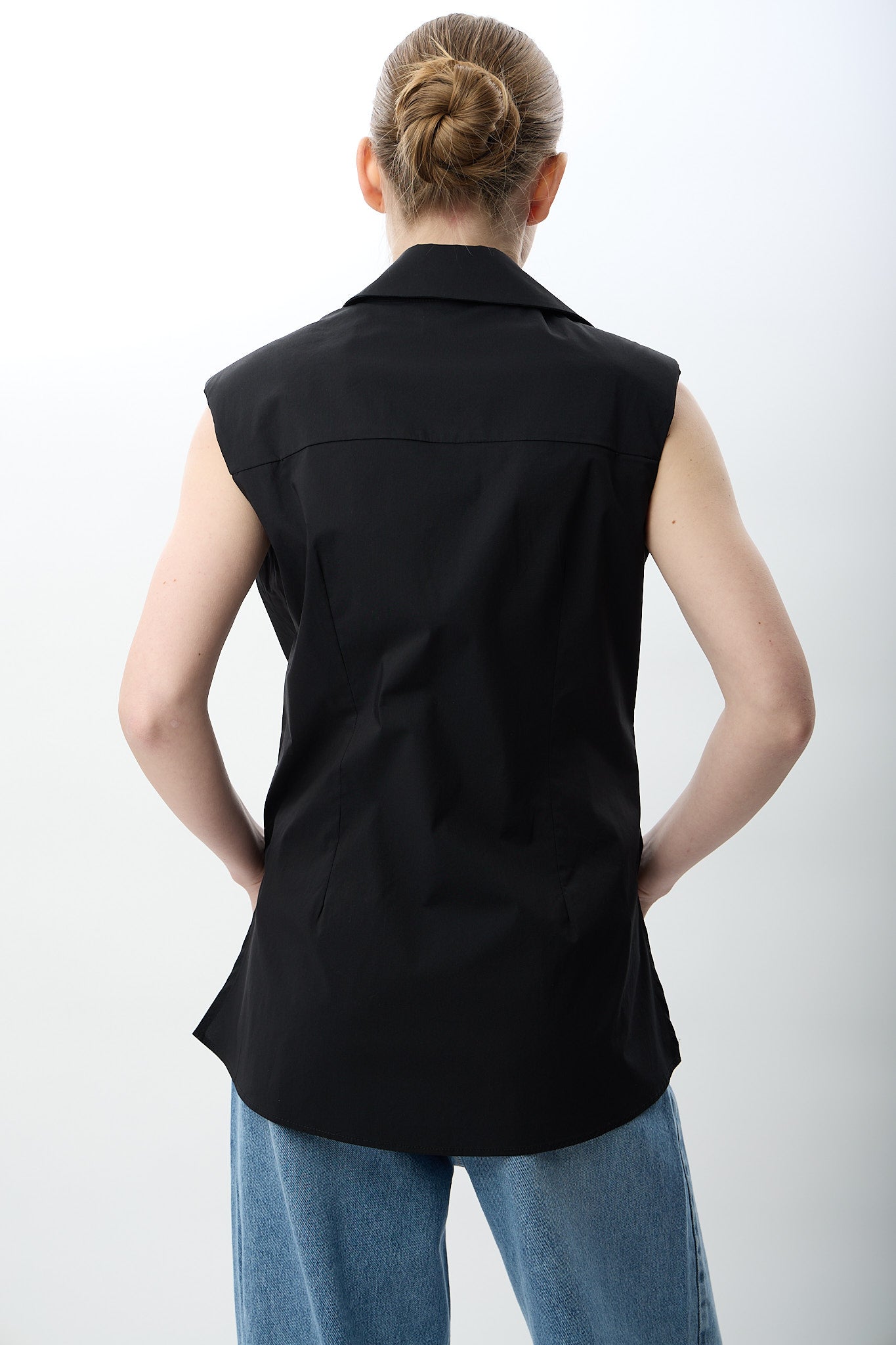 Diagonal-Kolsuz Poplin Gömlek-,-4-Milagron.com