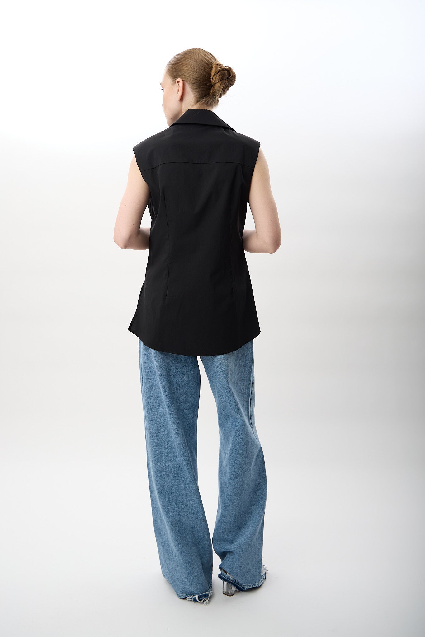 Diagonal-Kolsuz Poplin Gömlek-,-5-Milagron.com