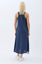 Diagonal-Kolyeli Salaş Elbise (Lacivert)-ELBİSE-10-Milagron.com