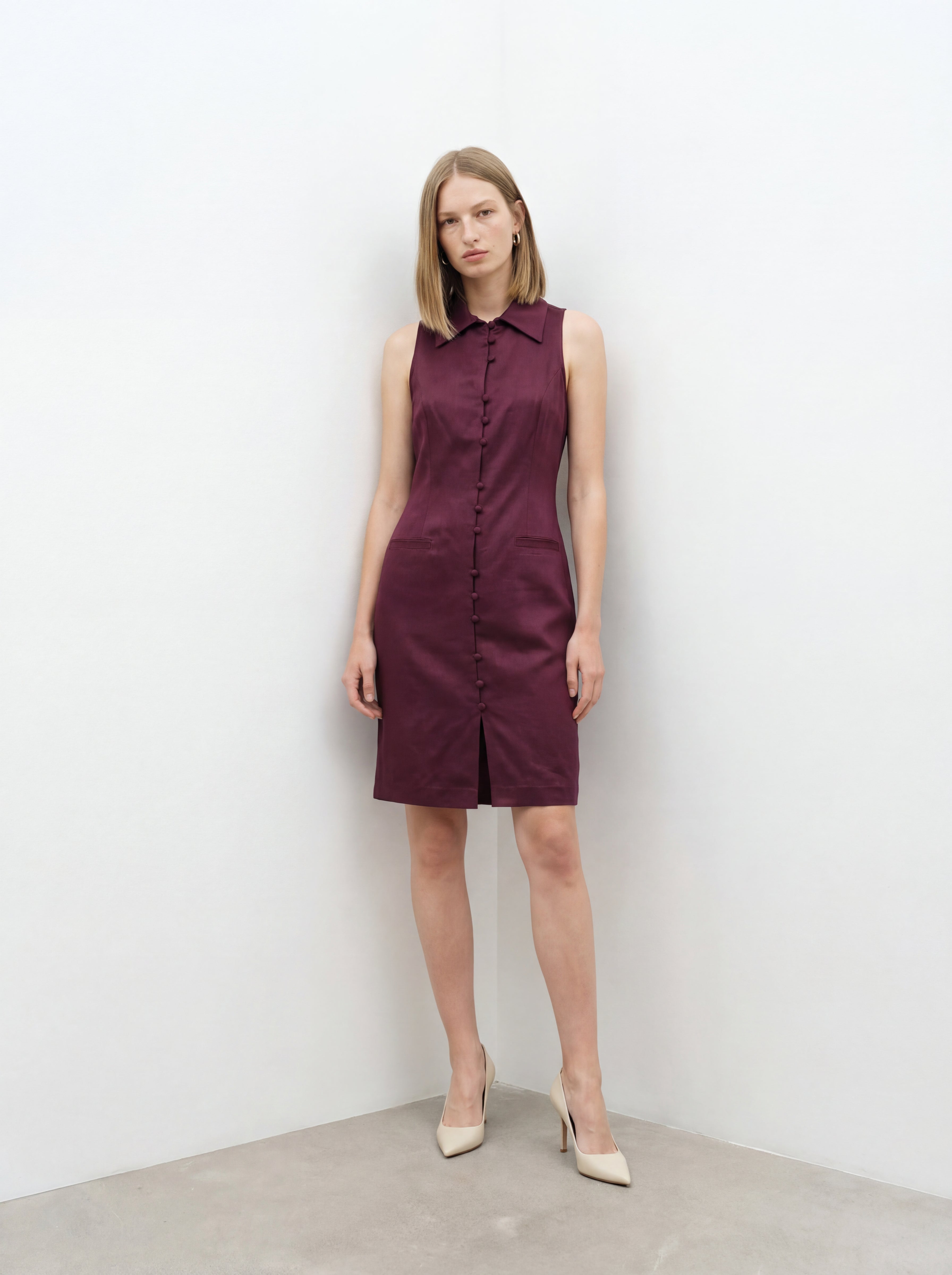 Kruvaze Mini Elbise Bordo