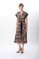 Diagonal-Kuşak Bağlamalı Gömlek Elbise-Elbise-1-Milagron.com