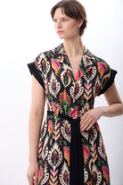 Diagonal-Kuşak Bağlamalı Gömlek Elbise-Elbise-2-Milagron.com