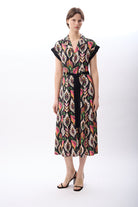 Diagonal-Kuşak Bağlamalı Gömlek Elbise-Elbise-4-Milagron.com