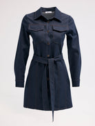 Diagonal-Kuşaklı Denim Elbise-Elbise-4-Milagron.com