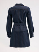 Diagonal-Kuşaklı Denim Elbise-Elbise-5-Milagron.com