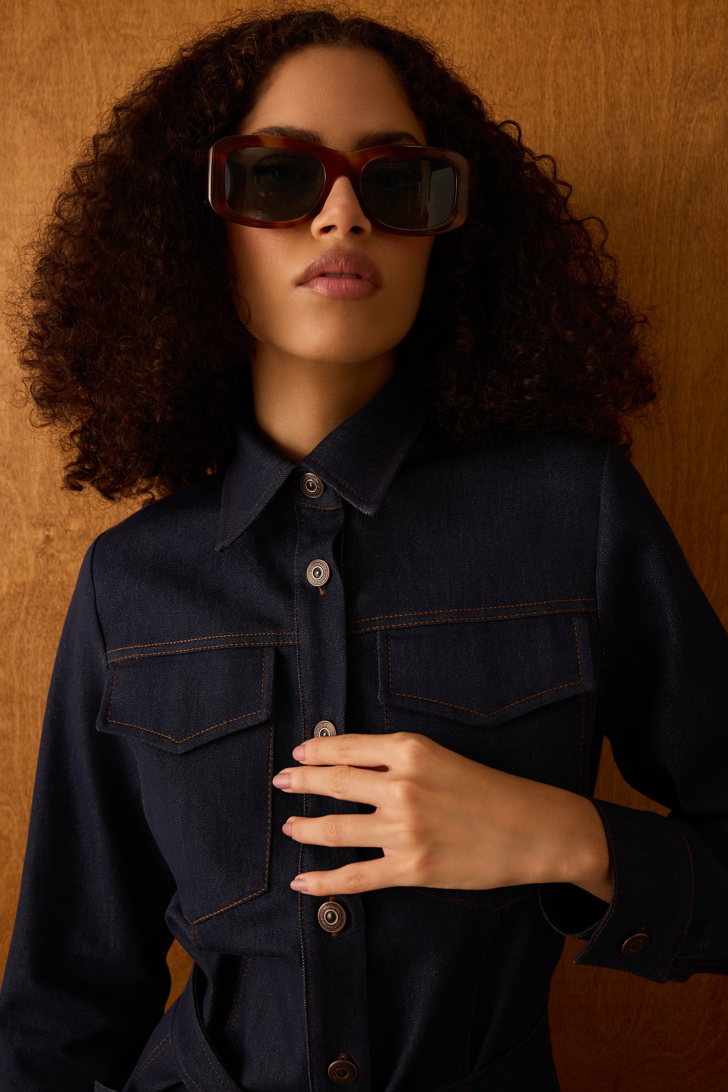 Diagonal-Kuşaklı Denim Elbise-Elbise-8-Milagron.com