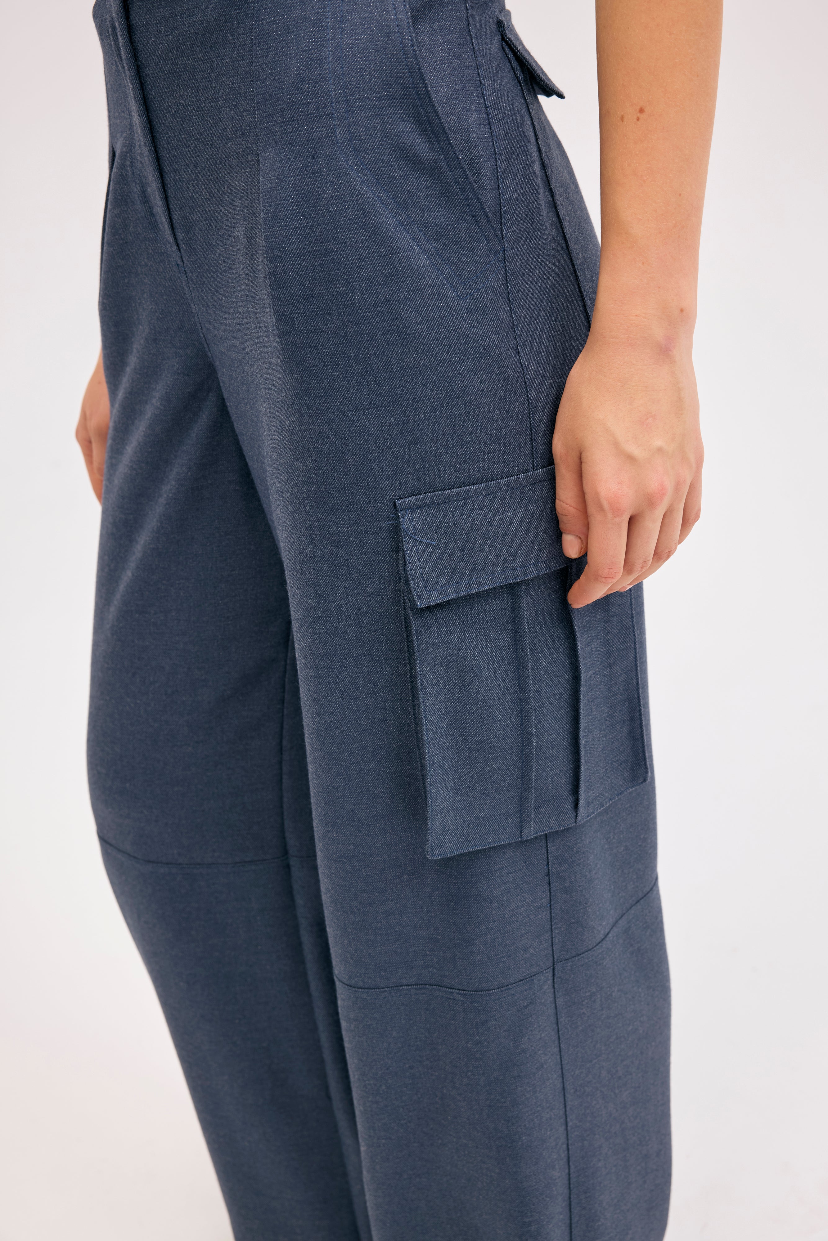 Diagonal-Yandan Cepli Kargo Pantolon (Lacivert)-PANTOLON-4-Milagron.com