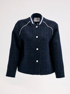 Diagonal-Metal Düğmeli Lacivert Ceket-Ceket-4-Milagron.com