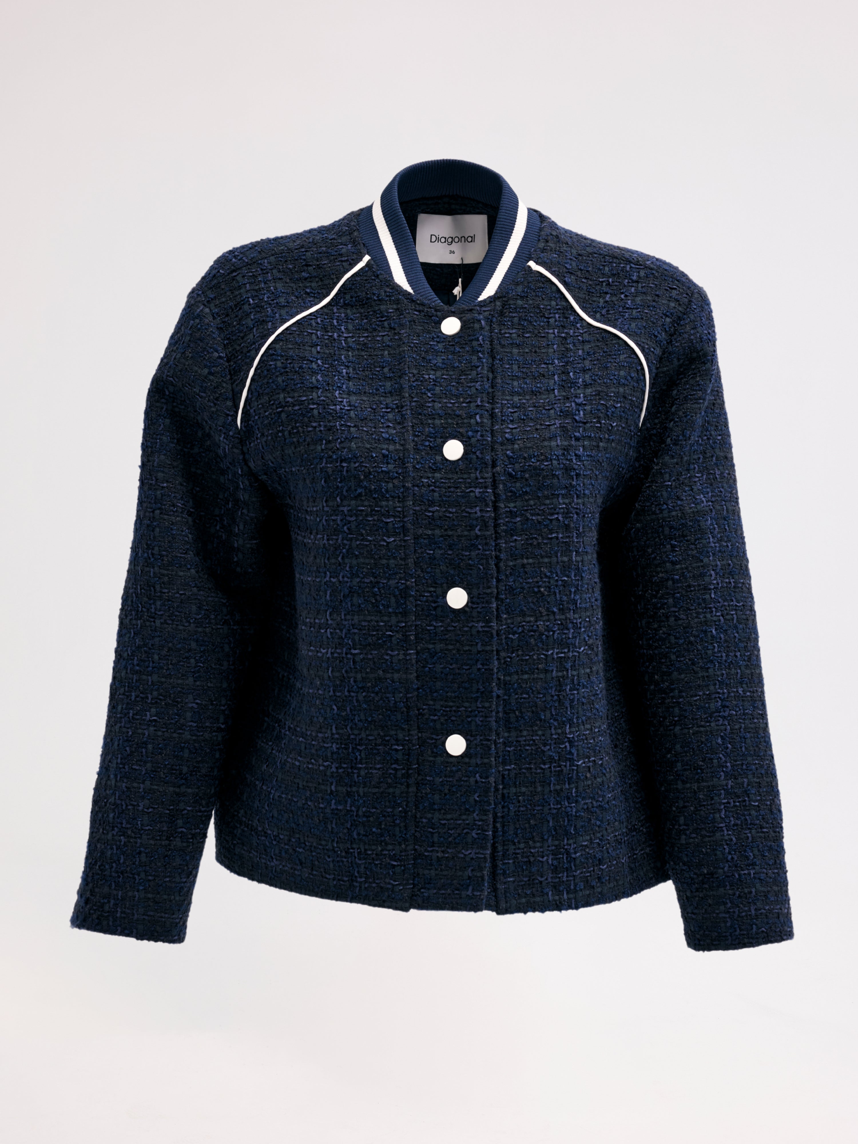 Diagonal-Metal Düğmeli Lacivert Ceket-Ceket-4-Milagron.com