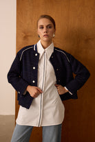 Diagonal-Metal Düğmeli Lacivert Ceket-Ceket-9-Milagron.com