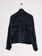 Diagonal-Metal Düğmeli Siyah Bluz-Bluz-8-Milagron.com