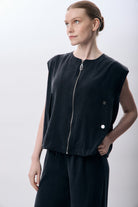 Diagonal-Metal çıtçıtlı Kısa Yelek-Yelek-1-Milagron.com