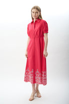 Diagonal-Nakış Detaylı Gömlek Elbise-Elbise-1-Milagron.com