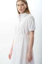 Diagonal-Nakış Detaylı Gömlek Elbise-Elbise-2-Milagron.com