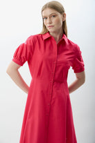 Diagonal-Nakış Detaylı Gömlek Elbise-Elbise-2-Milagron.com