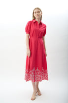 Diagonal-Nakış Detaylı Gömlek Elbise-Elbise-3-Milagron.com