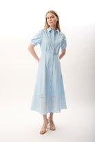 Diagonal-Nakış Detaylı Gömlek Elbise-Elbise-3-Milagron.com