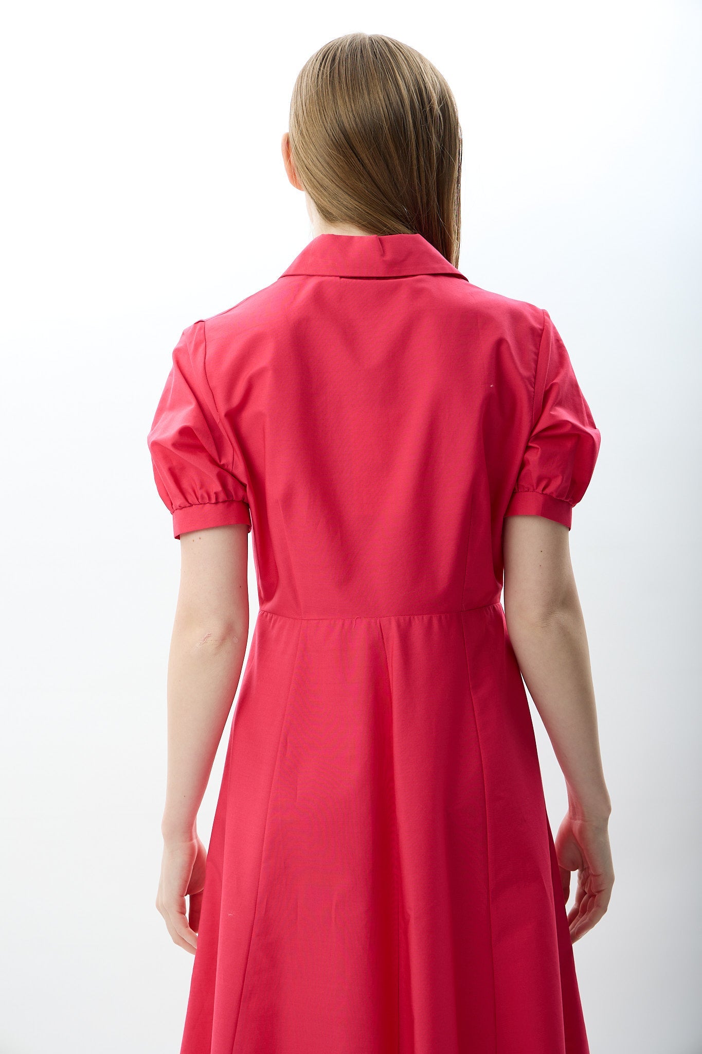 Diagonal-Nakış Detaylı Gömlek Elbise-Elbise-4-Milagron.com