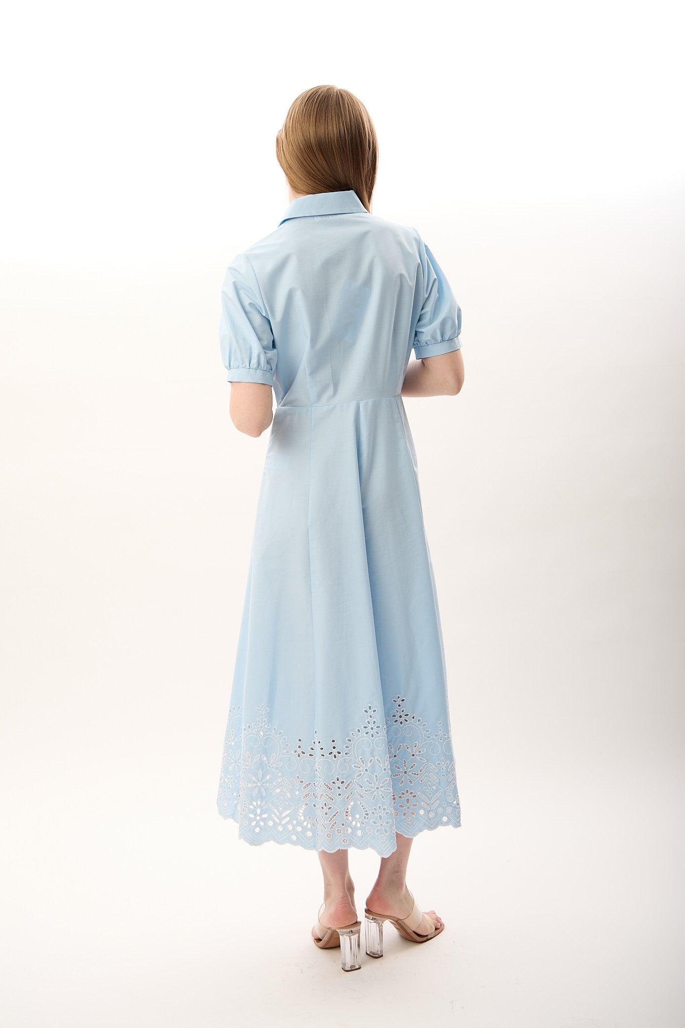 Diagonal-Nakış Detaylı Gömlek Elbise-Elbise-6-Milagron.com