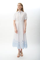 Diagonal-Nakış Detaylı Gömlek Elbise-Elbise-7-Milagron.com