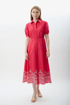 Diagonal-Nakış Detaylı Gömlek Elbise-Elbise-8-Milagron.com