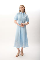 Diagonal-Nakış Detaylı Gömlek Elbise-Elbise-8-Milagron.com