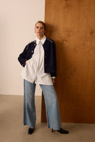 Diagonal-Nakışlı Ekru Gömlek-Gömlek-3-Milagron.com