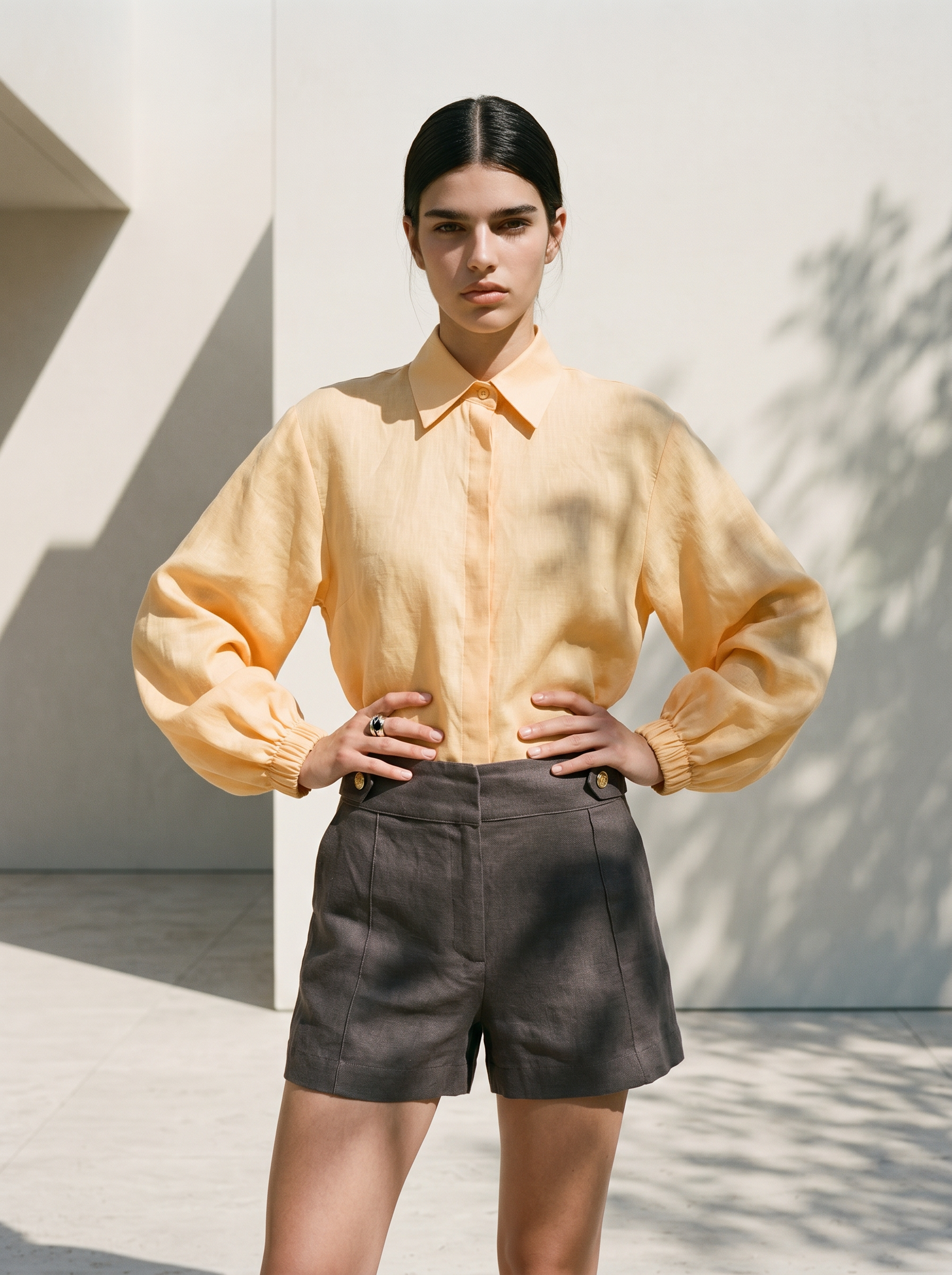Oversize Keten Gömlek Turuncu