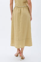 Diagonal-Saçak Detaylı Keten Etek-Etek-4-Milagron.com