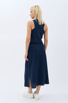 Diagonal-Saçak Detaylı Keten Etek-Etek-5-Milagron.com