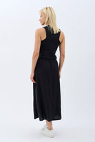 Diagonal-Saçak Detaylı Keten Etek-Etek-7-Milagron.com