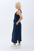 Diagonal-Saçak Detaylı Keten Etek-Etek-7-Milagron.com