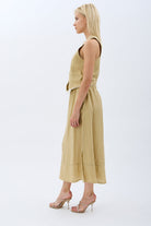 Diagonal-Saçak Detaylı Keten Etek-Etek-8-Milagron.com