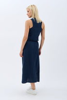 Diagonal-Saçak Detaylı Keten Etek-Etek-8-Milagron.com