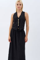 Diagonal-Saçaklı Keten Yelek-Yelek-4-Milagron.com