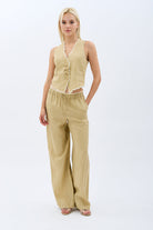 Diagonal-Saçaklı Keten Yelek-Yelek-6-Milagron.com