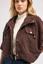 Diagonal-Süet Kapüşonlu Ceket (Kahverengi)-CEKET-3-Milagron.com