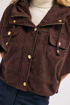 Diagonal-Süet Kapüşonlu Ceket (Kahverengi)-CEKET-8-Milagron.com