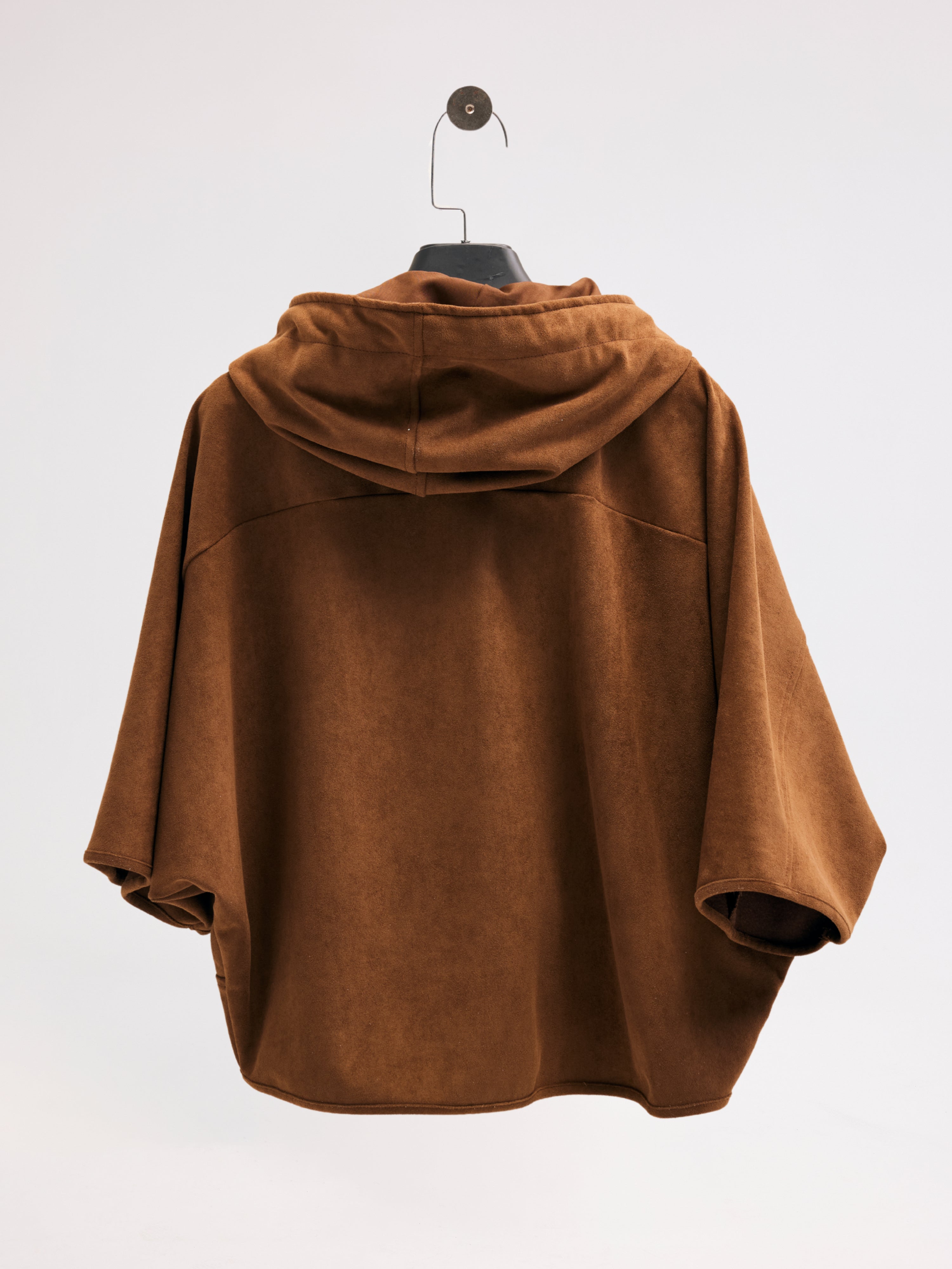 Diagonal-Süet Kapüşonlu Ceket (Camel)-CEKET-9-Milagron.com