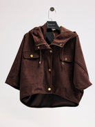 Diagonal-Süet Kapüşonlu Ceket (Kahverengi)-CEKET-9-Milagron.com