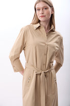 Diagonal-Taş Detaylı Gömlek Elbise-Elbise-2-Milagron.com