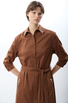 Diagonal-Taş Detaylı Gömlek Elbise-Elbise-2-Milagron.com