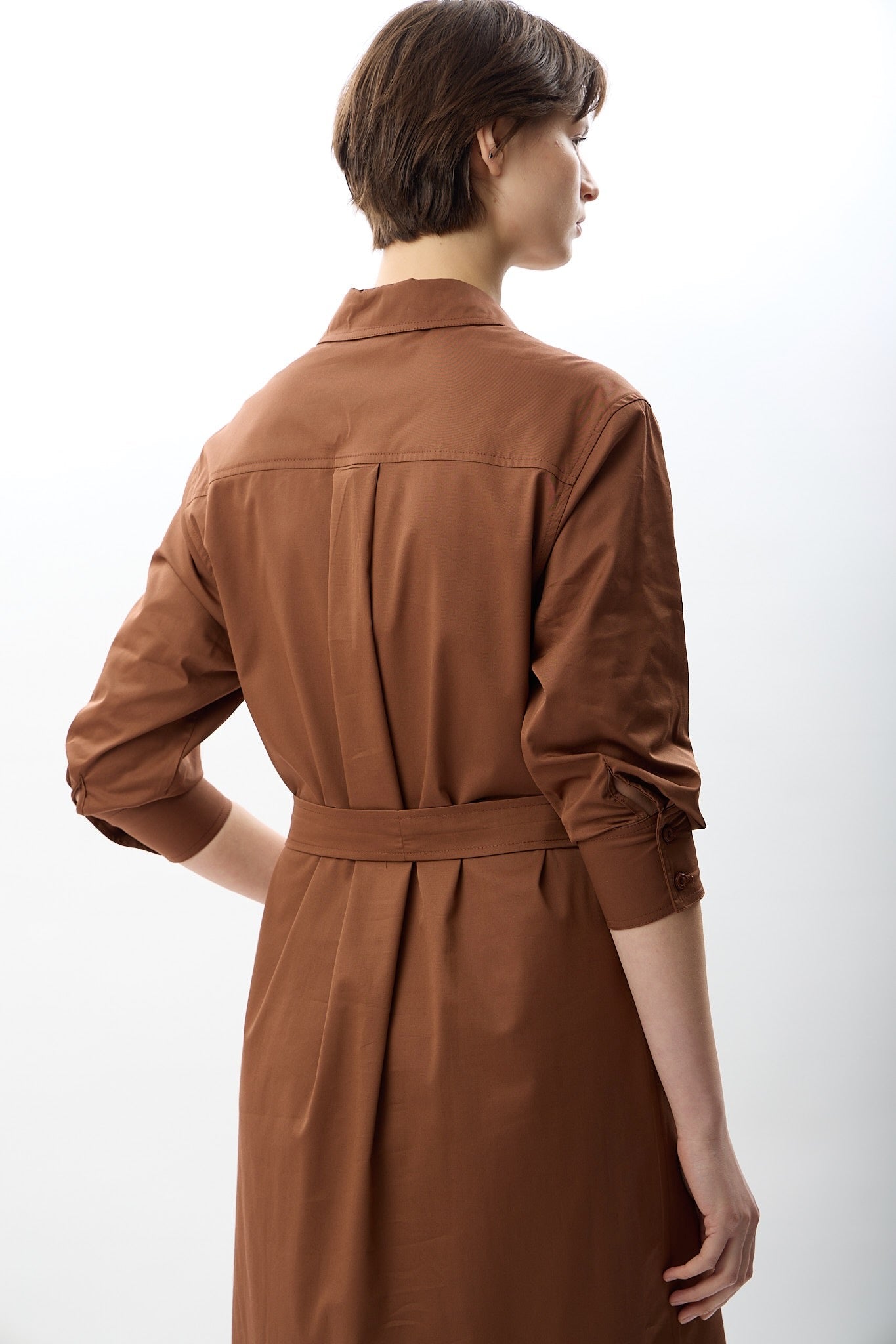 Diagonal-Taş Detaylı Gömlek Elbise-Elbise-3-Milagron.com