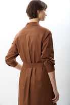 Diagonal-Taş Detaylı Gömlek Elbise-Elbise-3-Milagron.com