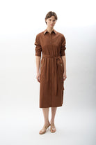 Diagonal-Taş Detaylı Gömlek Elbise-Elbise-4-Milagron.com