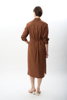 Diagonal-Taş Detaylı Gömlek Elbise-Elbise-5-Milagron.com