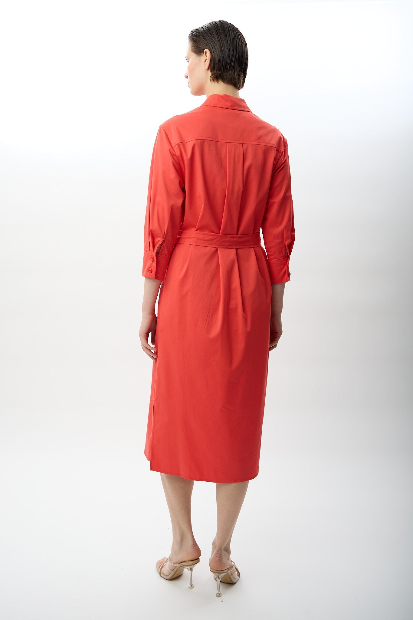 Diagonal-Taş Detaylı Gömlek Elbise-Elbise-6-Milagron.com