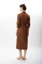 Diagonal-Taş Detaylı Gömlek Elbise-Elbise-8-Milagron.com