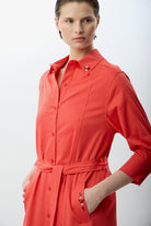 Diagonal-Taş Detaylı Gömlek Elbise-Elbise-8-Milagron.com